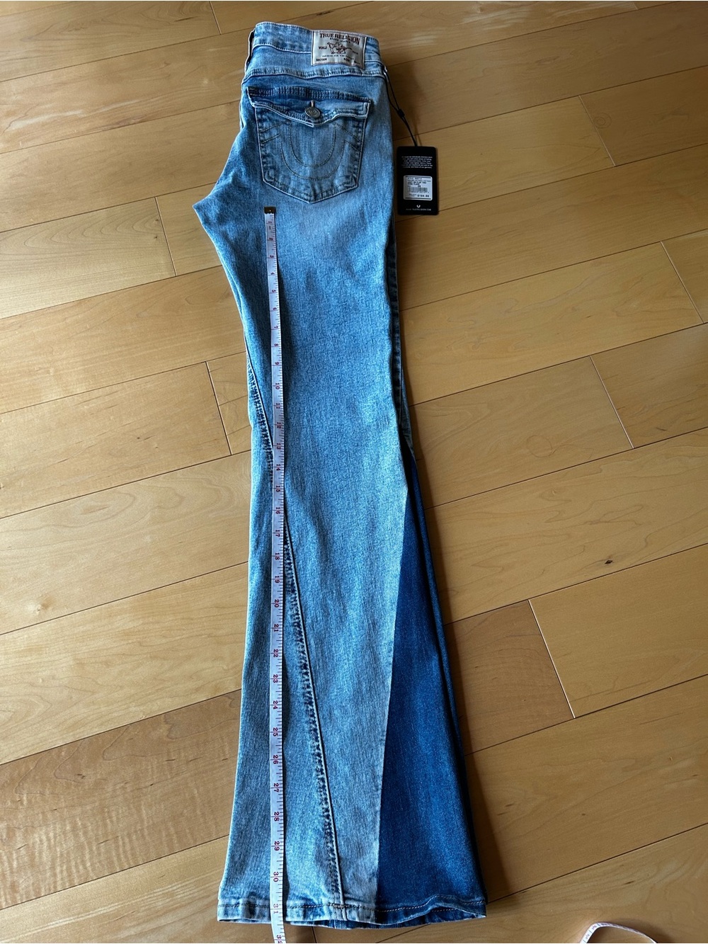 True Religion Light Riviera Two-Tone Flare Jeans